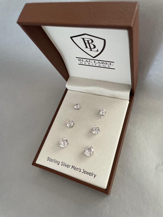 Ensemble de 3 paires de boucles d'oreilles - Ziron & argent sterling